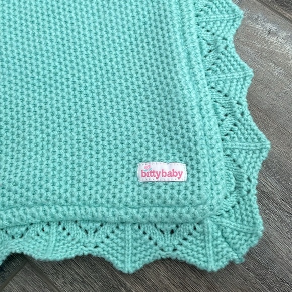 American Girl bitty baby mint green knit blanket - Picture 3 of 5